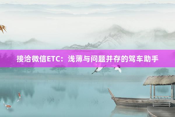 接洽微信ETC：浅薄与问题并存的驾车助手